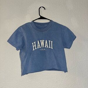 Brandy Melville blue T-Shirt with 'Hawaii U.S.A' Print